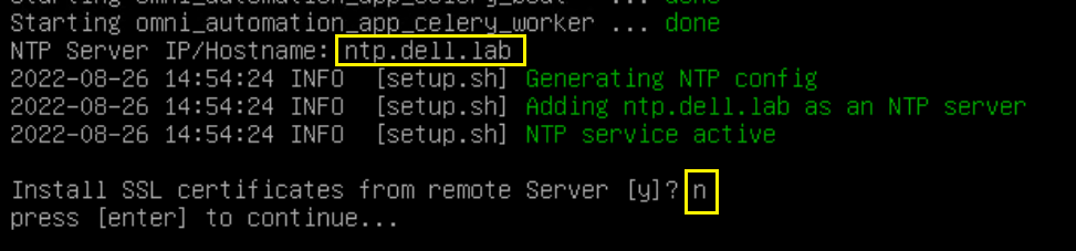 Specify NTP server